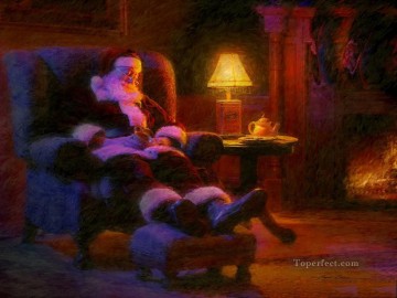 クリスマス Painting - ミルクとクッキーの後のサンタクロース